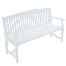 Gardeon 5FT White Wooden Garden Bench, 3-Seater Patio Furniture, Durable Fir Wood, 360kg Capacity, Weather-Resistant