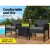 Gardeon 3PC Outdoor Bistro Set: UV-Resistant PE Wicker, Galvanised Steel, 5cm Cushions, Tempered Glass Table, Black