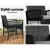 Gardeon 3PC Outdoor Bistro Set: UV-Resistant PE Wicker, Galvanised Steel, 5cm Cushions, Tempered Glass Table, Black