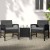 Gardeon 3PC Outdoor Bistro Set: UV-Resistant PE Wicker, Galvanised Steel, 5cm Cushions, Tempered Glass Table, Black