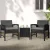 Gardeon 3PC Outdoor Bistro Set: UV-Resistant PE Wicker, Galvanised Steel, 5cm Cushions, Tempered Glass Table, Black