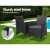 Gardeon 3PC Outdoor Bistro Set - Black Wicker Chairs & Glass Table, UV & Weather Resistant, Cushioned Comfort
