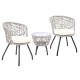 Gardeon 3PC Outdoor Bistro Set with Weather-Resistant Rattan, Tempered Glass Table, and Cushioned Grey Chairs for Patio