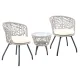 Gardeon 3PC Outdoor Bistro Set with Weather-Resistant Rattan, Tempered Glass Table, and Cushioned Grey Chairs for Patio
