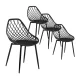 Gardeon 4PC Black Outdoor Dining Chairs - Weather & UV-Resistant, Metal Legs, PP Frame, 40.5x48x83.5cm, Indoor