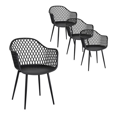 Gardeon 4PC Black Outdoor Dining Chairs, Water & UV-Resistant, PP Frame, Easy Clean, Indoor/Outdoor Use