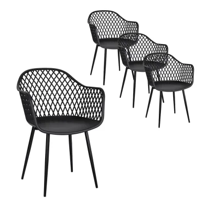 Gardeon 4PC Black Outdoor Dining Chairs, Water & UV-Resistant, PP Frame, Easy Clean, Indoor/Outdoor Use