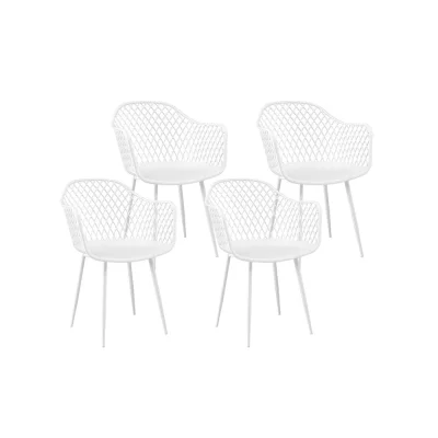 Gardeon 4PC Outdoor Dining Chairs, PP Lounge Patio Furniture, Water & UV-Resistant, 48x44x85CM, White, Easy Assembly