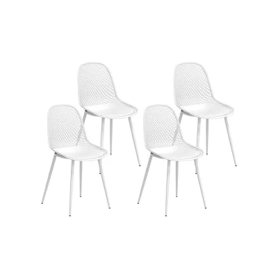 Gardeon 4PC White Outdoor Dining Chairs - UV & Weather-Resistant PP Frame, Metal Legs, 45x46x85cm, Indoor/Outdoor Use