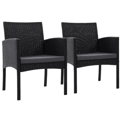 Gardeon Ezra Outdoor Dining Chairs - 2PC Patio Furniture Set, Weatherproof PE Wicker, Steel Frame, High-Density Cushions