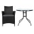 Gardeon 3PC Outdoor Bistro Set with Wicker Chairs, Glass Table, Cushions, UV Resistant, Parasol Hole, Easy Assembly