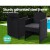 Gardeon 3PC Bistro Set - Rattan Outdoor Furniture with Cushions, Steel Frame, Tempered Glass Table, UV-Resistant Wicker