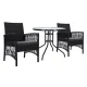Gardeon 3PC Bistro Set: Outdoor Rattan Furniture with Table & Chairs, UV-Resistant Wicker, Cushions, Parasol Hole, Black