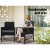 Gardeon 3PC Bistro Set: Outdoor Rattan Furniture with Table & Chairs, UV-Resistant Wicker, Cushions, Parasol Hole, Black