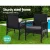 Gardeon 3PC Bistro Set: Outdoor Rattan Furniture with Table & Chairs, UV-Resistant Wicker, Cushions, Parasol Hole, Black