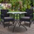 Gardeon 3PC Bistro Set: Outdoor Rattan Furniture with Table & Chairs, UV-Resistant Wicker, Cushions, Parasol Hole, Black