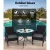 Gardeon 3PC Bistro Set: Outdoor Rattan Furniture with Table & Chairs, UV-Resistant Wicker, Cushions, Parasol Hole, Black