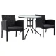 Gardeon 3PC Bistro Set: Outdoor Rattan Furniture with Cushions, Tempered Glass Table, UV-Resistant, and Parasol Hole