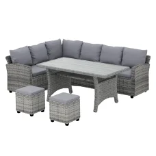 Gardeon 8-Seater Wicker Outdoor Dining Set with Steel Frame, UV-Resistant Cushions, Customisable Layout & Storage Table