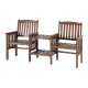 Gardeon Outdoor Garden Bench Loveseat: Fir Wood, Rustic Brown, 2-Seater with Table and Parasol Hole, 165cm x 58.5cm x