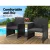 Gardeon Outdoor Wicker Loveseat Bistro Set - UV & Weather Resistant, Black, 153x48x86cm, Steel Frame, Glass Tabletop