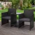 Gardeon Outdoor Wicker Loveseat Bistro Set - UV & Weather Resistant, Black, 153x48x86cm, Steel Frame, Glass Tabletop