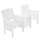 Gardeon Outdoor Garden Bench Loveseat - White Fir Wood, 2-Seater with Table, Parasol Hole, 165x58.5x87.5cm, Weather