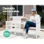 Gardeon Outdoor Garden Bench Loveseat - White Fir Wood, 2-Seater with Table, Parasol Hole, 165x58.5x87.5cm, Weather
