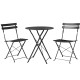 Gardeon 3PC Outdoor Bistro Set - Black Steel, Foldable, Weather-Resistant, No Assembly, 150kg Chair Capacity, 60cm Table