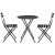Gardeon 3PC Outdoor Bistro Set - Black Steel, Foldable, Weather-Resistant, No Assembly, 150kg Chair Capacity, 60cm Table