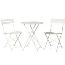 Gardeon 3PC Outdoor Bistro Set - Steel, Powder-Coated, Foldable, Weather-Resistant, White, No Assembly Required