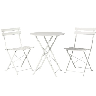 Gardeon 3PC Outdoor Bistro Set - Steel, Powder-Coated, Foldable, Weather-Resistant, White, No Assembly Required