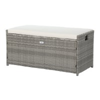 Gardeon 102L Wicker Outdoor Storage Bench - Durable, UV-Resistant, 2-in-1 Design with Cushion, Grey, 300kg Capacity Gardeon 102L Wicker Outdoor Storage Bench - Durable, UV-Resistant, 2-in-1 Design with Cushion, Grey, 300kg Capacity