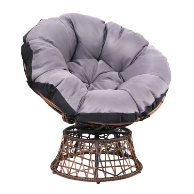 Gardeon Papasan Outdoor Chair - Brown PE Wicker, 360° Rotatable, UV-Resistant, 10cm Cushion, Steel Frame, 150kg Capacity Gardeon Papasan Outdoor Chair - Brown PE Wicker, 360° Rotatable, UV-Resistant, 10cm Cushion, Steel Frame, 150kg Capacity