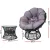 Gardeon Outdoor Papasan Chair Set - Black, PE Wicker, 360° Rotation, UV-Resistant, Includes Side Table with Glass Top