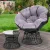 Gardeon Outdoor Papasan Chair Set - Black, PE Wicker, 360° Rotation, UV-Resistant, Includes Side Table with Glass Top