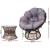 Gardeon Outdoor Papasan Chair & Wicker Table Set, Brown - Rotatable, UV-Resistant, Indoor/Outdoor, 10cm Cushion