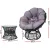 Gardeon Outdoor Wicker Papasan Chair Set with Side Table - Rotatable, UV-Resistant, Steel Frame, 10cm Cushions, Black