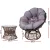 Gardeon Outdoor Lounge Set: Brown Wicker Papasan Chairs, 360° Rotatable, UV-Resistant Cushions, Tempered Glass Table
