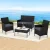 Gardeon 4-Piece Black Rattan Outdoor Sofa Set - Wicker Loveseat, Armchairs & Glass Table, Weather-Resistant Furniture