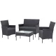 Gardeon 4-Seater Dark Grey Outdoor Sofa Set - PE Wicker, Steel Frame, Tempered Glass Table, Storage Cover Included