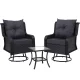 Gardeon 3PC Black Wicker Outdoor Furniture Set - Swivel Chairs & Table with Cushions, Durable Steel Frame, UV-Resistant Gardeon 3PC Black Wicker Outdoor Furniture Set - Swivel Chairs & Table with Cushions, Durable Steel Frame, UV-Resistant