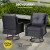 Gardeon 3PC Black Wicker Outdoor Furniture Set - Swivel Chairs & Table with Cushions, Durable Steel Frame, UV-Resistant