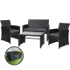 Gardeon 4-Piece Outdoor Sofa Set - Black Rattan, Steel Frame, UV-Resistant, with Cushions & Storage Cover, Easy Assembly