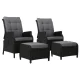 Gardeon 2PC Black Wicker Recliner Set: UV-Resistant, Adjustable, Steel Frame, High-Density Cushions, Indoor/Outdoor Use