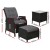 Gardeon 5PC Black Wicker Outdoor Furniture Set - Adjustable Recliner Chairs, Ottomans & Table, UV & Weather Resistant