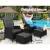 Gardeon 5PC Black Wicker Outdoor Furniture Set - Adjustable Recliner Chairs, Ottomans & Table, UV & Weather Resistant