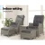 Gardeon 5PC Grey Wicker Recliner Set: Adjustable Chairs, Ottomans & Table, UV-Resistant PE Wicker, Indoor/Outdoor Use