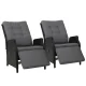 Gardeon 2PC Black Wicker Recliner Chairs - UV & Weather-Resistant, Adjustable, Indoor/Outdoor with Cushions, 57x65x95cm