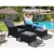 Gardeon 2PC Recliner Chairs Set - Black Wicker Outdoor Furniture with Adjustable Backrest & Ottoman, UV-Resistant